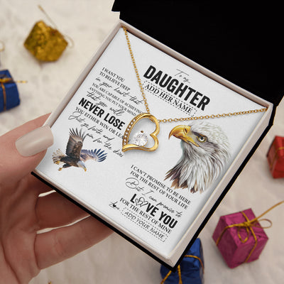 Forever Love Necklace 18K Yellow Gold Finish | 2 | Personalized To My Daughter Necklace From Mom Dad Mother You Will Never Lose Eagle Daughter Birthday Gifts Graduation Christmas Custom Gift Box Message Card | siriusteestore