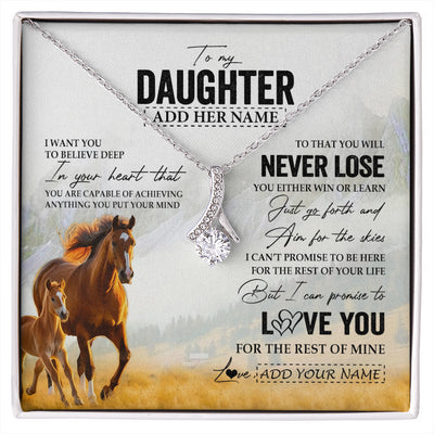 Alluring Beauty Necklace 14K White Gold Finish | 1 | Personalized To My Daughter Necklace From Mom Dad Mother You Will Never Lose Horse Daughter Birthday Gifts Graduation Christmas Custom Gift Box Message Card | siriusteestore
