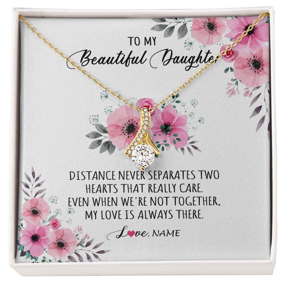 Alluring Beauty Necklace 18K Yellow Gold Finish | Personalized To My Daughter Necklace From Mom Dad My Love Is Always There Daughter Birthday Graduation Christmas Customized Gift Box Message Card | siriusteestore