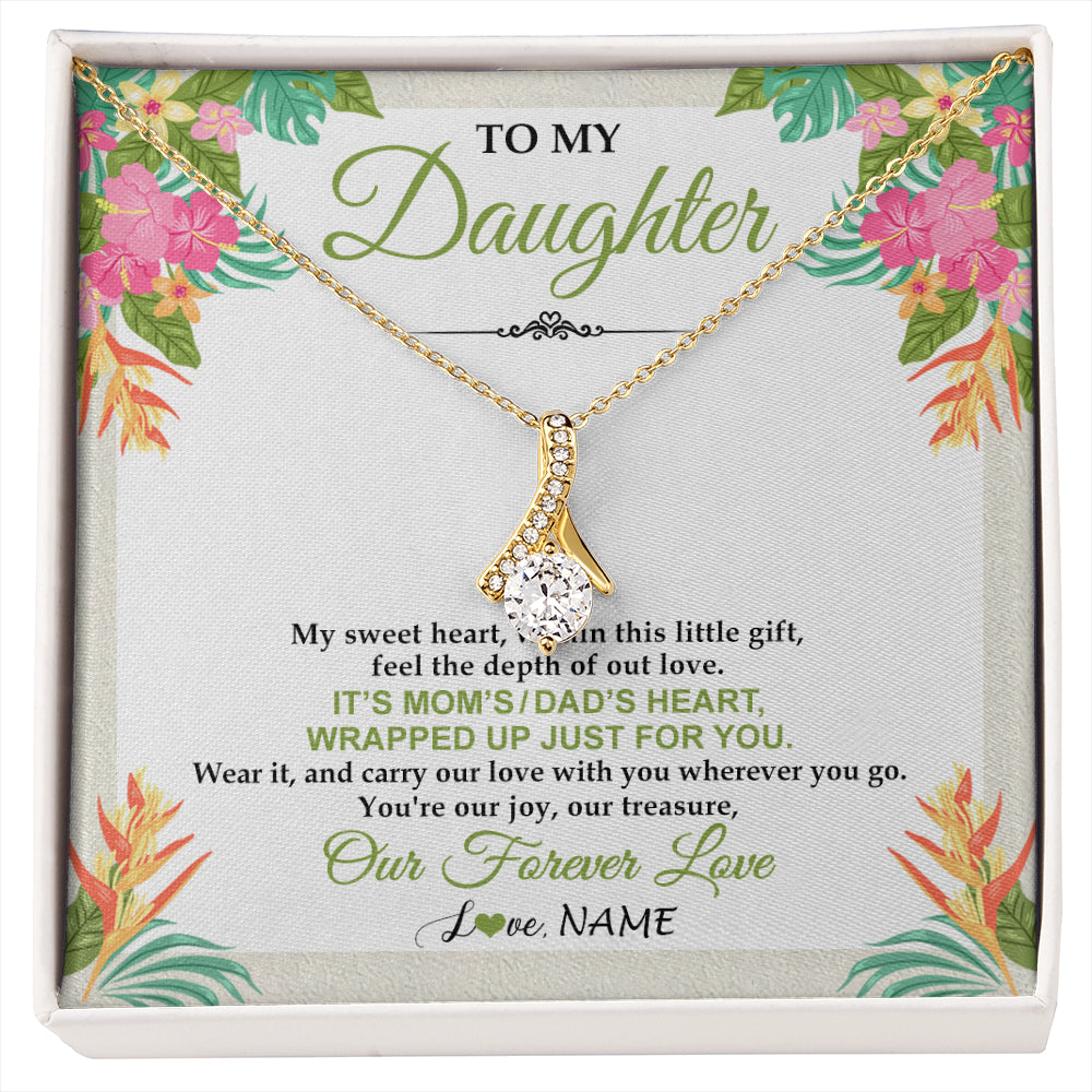 Alluring Beauty Necklace 18K Yellow Gold Finish | 1 | Personalized To My Daughter Necklace From Mom Dad My Sweet Heart Birthday Gift For Daughter Valentine's Day Christmas Graduation Gift Box Message Card | siriusteestore
