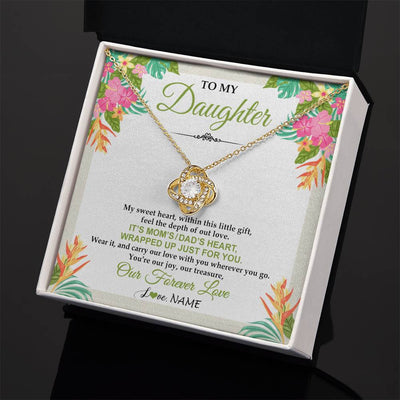 Love Knot Necklace 18K Yellow Gold Finish | 2 | Personalized To My Daughter Necklace From Mom Dad My Sweet Heart Birthday Gift For Daughter Valentine's Day Christmas Graduation Gift Box Message Card | siriusteestore