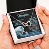 Interlocking Hearts Necklace Stainless Steel & Rose Gold Finish | 2 | Personalized To My Daughter Necklace From Mom Dad This Old Wolf Love Daughter Birthday Gifts Jewelry Graduation Christmas Customized Gift Box Message Card | siriusteestore