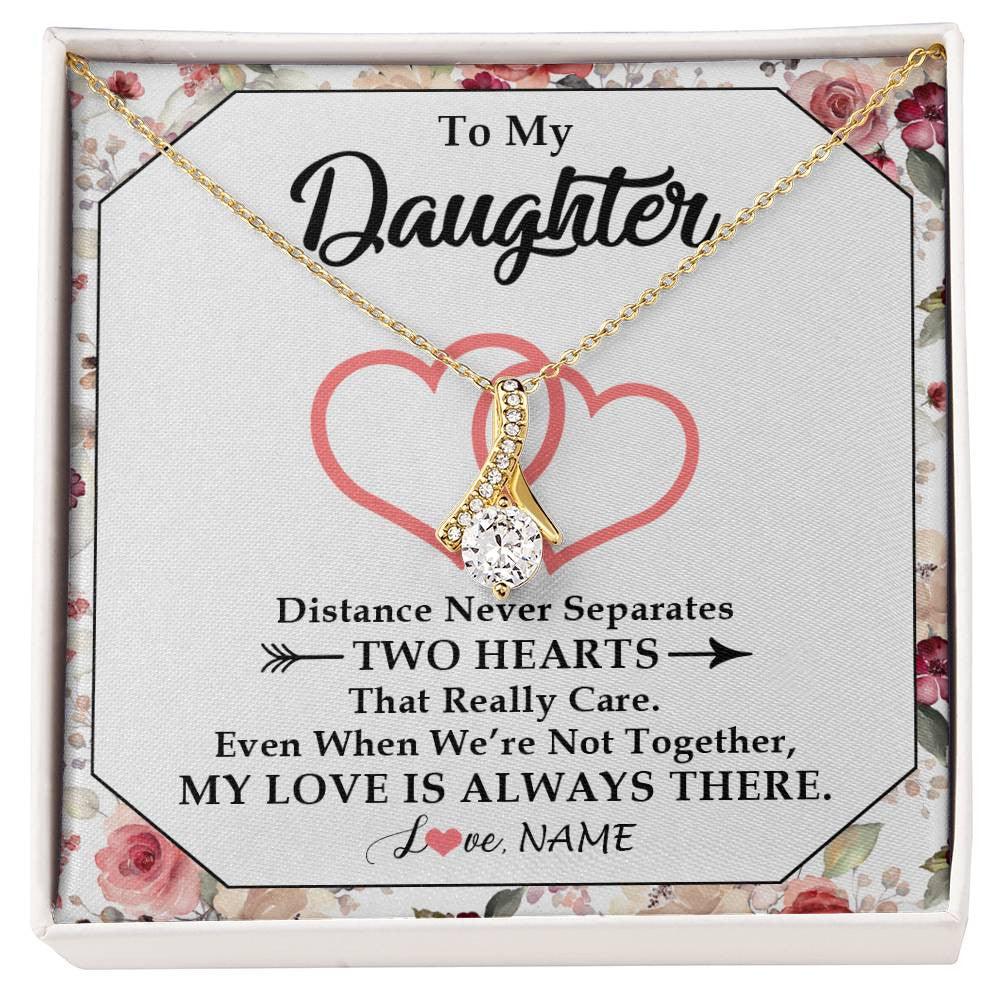 Alluring Beauty Necklace 18K Yellow Gold Finish | 1 | Personalized To My Daughter Necklace From Mom Dad Two Hearts Together Daughter Birthday Graduation Christmas Customized Gift Box Message Card | siriusteestore