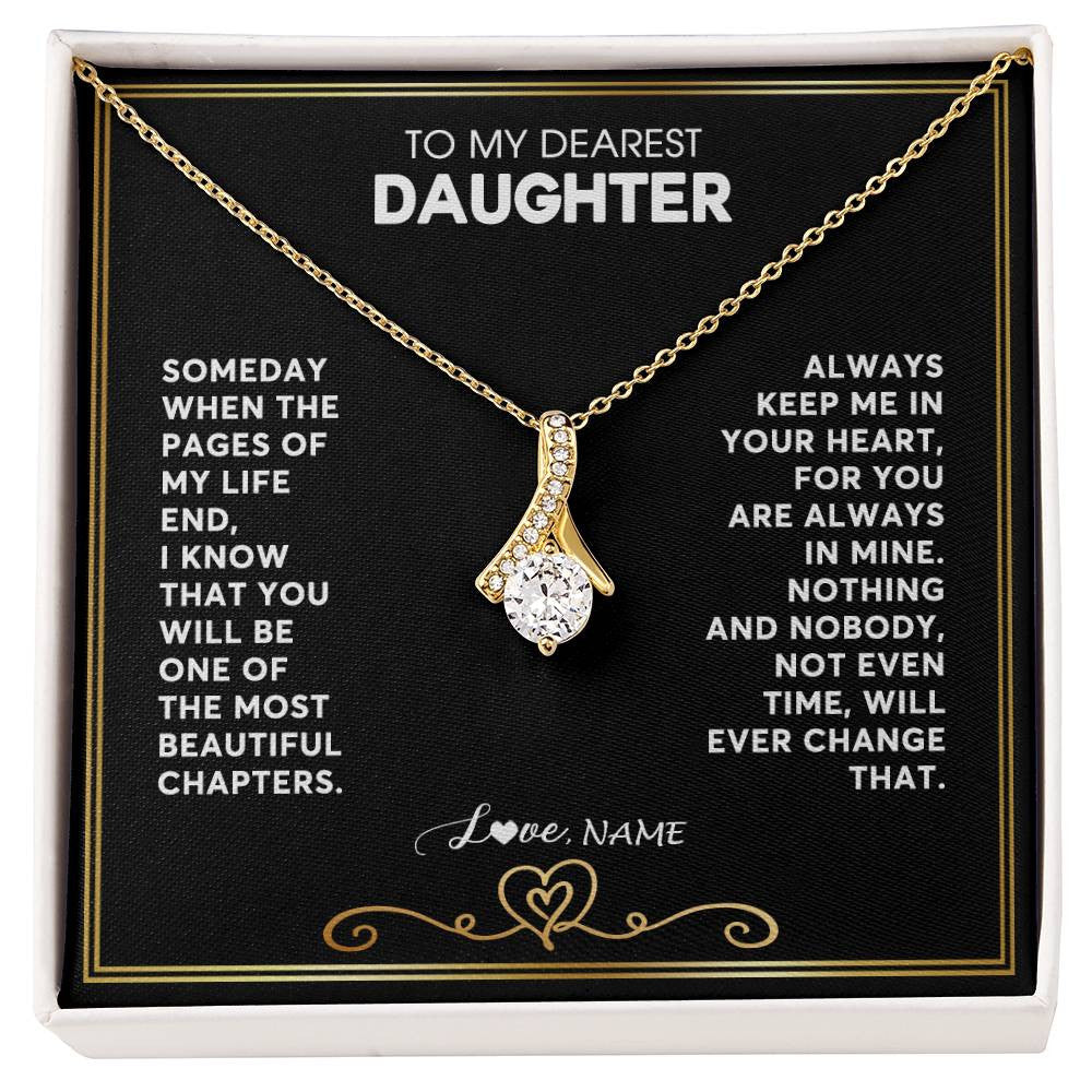 Alluring Beauty Necklace 18K Yellow Gold Finish | 1 | Personalized To My Daughter Necklace From Mom Dad When The Pages Of My Life End Daughter Birthday Graduation Christmas Customized Gift Box Message Card | siriusteestore
