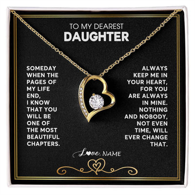 Forever Love Necklace 18K Yellow Gold Finish | 1 | Personalized To My Daughter Necklace From Mom Dad When The Pages Of My Life End Daughter Birthday Graduation Christmas Customized Gift Box Message Card | siriusteestore