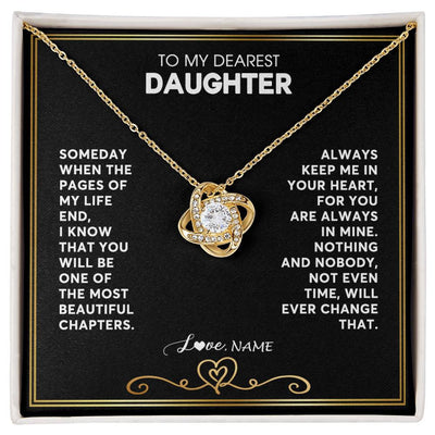 Love Knot Necklace 18K Yellow Gold Finish | 1 | Personalized To My Daughter Necklace From Mom Dad When The Pages Of My Life End Daughter Birthday Graduation Christmas Customized Gift Box Message Card | siriusteestore