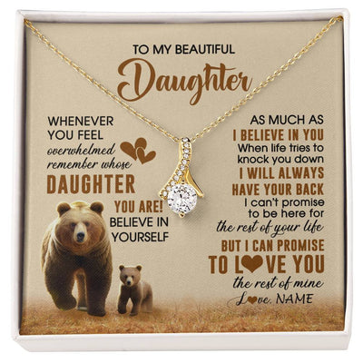 Alluring Beauty Necklace 18K Yellow Gold Finish | 1 | Personalized To My Daughter Necklace From Mom Dad Whenever You Feel Bear Daughter Birthday Gifts Gifts Graduation Christmas Customized Gift Box Message Card | siriusteestore