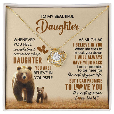 Love Knot Necklace 18K Yellow Gold Finish | 1 | Personalized To My Daughter Necklace From Mom Dad Whenever You Feel Bear Daughter Birthday Gifts Gifts Graduation Christmas Customized Gift Box Message Card | siriusteestore
