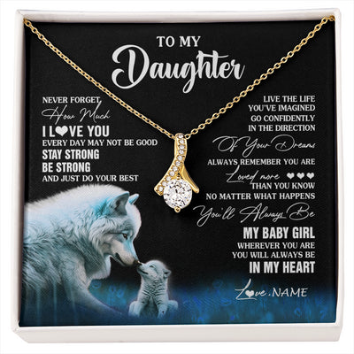 Alluring Beauty Necklace 18K Yellow Gold Finish | 1 | Personalized To My Daughter Necklace From Mom Dad Wolf Never Forget How Much I Love You Daughter Birthday Gifts Christmas Customized Gift Box Message Card | siriusteestore