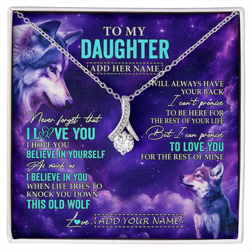 Alluring Beauty Necklace 14K White Gold Finish | 1 | Personalized To My Daughter Necklace From Mom Dad Wolf Never Forget I Love You Daughter Birthday Gifts Graduation Christmas Custom Gift Box Message Card Shirt & Hoodie | https://siriusteestore.