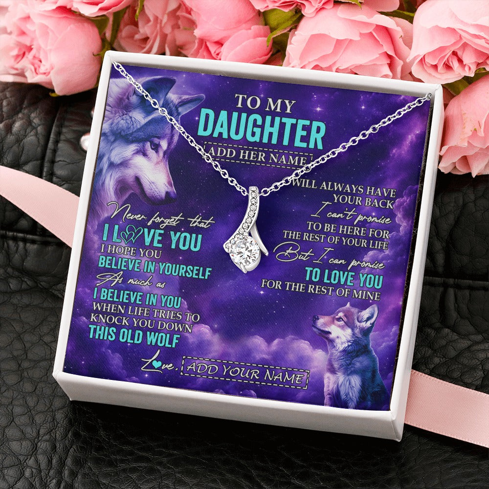 Alluring Beauty Necklace 14K White Gold Finish | 2 | Personalized To My Daughter Necklace From Mom Dad Wolf Never Forget I Love You Daughter Birthday Gifts Graduation Christmas Custom Gift Box Message Card Shirt & Hoodie | https://siriusteestore.