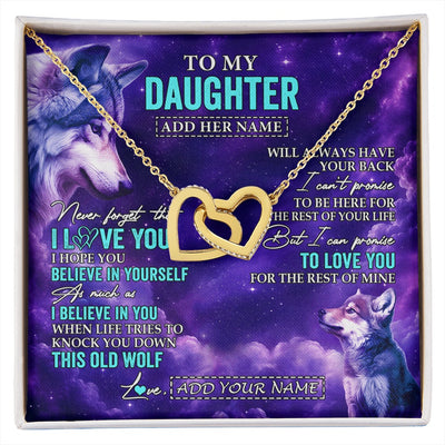 Interlocking Hearts Necklace 18K Yellow Gold Finish | 1 | Personalized To My Daughter Necklace From Mom Dad Wolf Never Forget I Love You Daughter Birthday Gifts Graduation Christmas Custom Gift Box Message Card Shirt & Hoodie | https://siriusteestore.