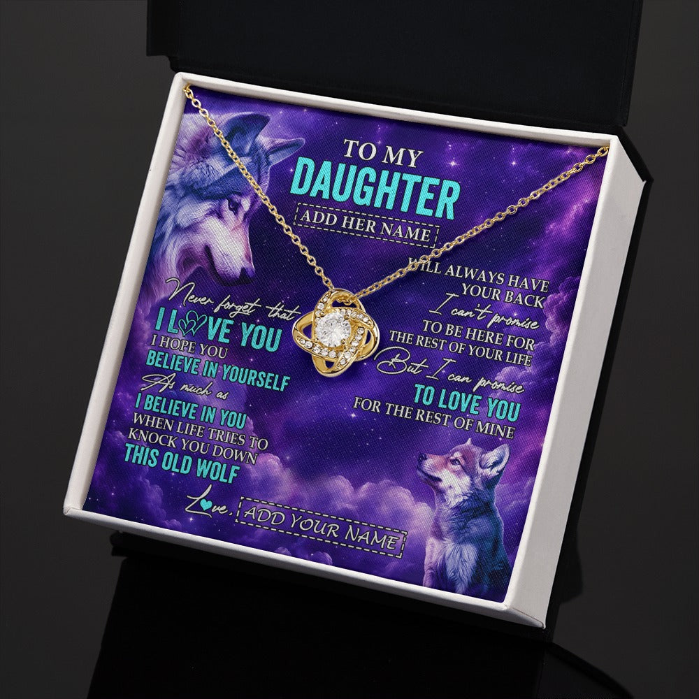Love Knot Necklace 18K Yellow Gold Finish | 2 | Personalized To My Daughter Necklace From Mom Dad Wolf Never Forget I Love You Daughter Birthday Gifts Graduation Christmas Custom Gift Box Message Card Shirt & Hoodie | https://siriusteestore.
