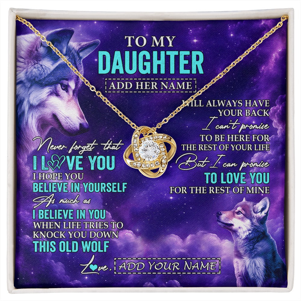 Love Knot Necklace 18K Yellow Gold Finish | 1 | Personalized To My Daughter Necklace From Mom Dad Wolf Never Forget I Love You Daughter Birthday Gifts Graduation Christmas Custom Gift Box Message Card Shirt & Hoodie | https://siriusteestore.