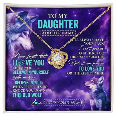 Love Knot Necklace 18K Yellow Gold Finish | 1 | Personalized To My Daughter Necklace From Mom Dad Wolf Never Forget I Love You Daughter Birthday Gifts Graduation Christmas Custom Gift Box Message Card Shirt & Hoodie | https://siriusteestore.