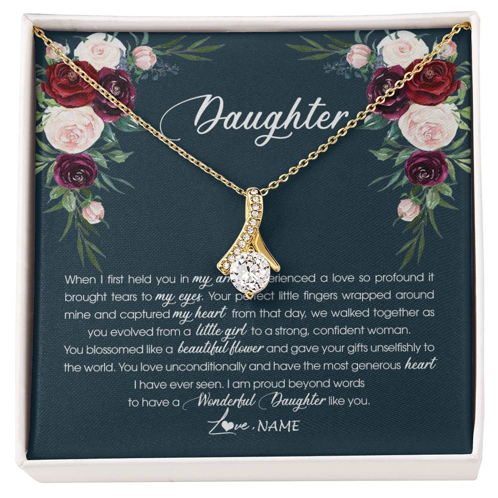 Alluring Beauty Necklace 18K Yellow Gold Finish | 1 | Personalized To My Daughter Necklace From Mom Dad Wonderful Daughter Like You Daughter Birthday Graduation Christmas Jewelry Customized Gift Box Message Card | siriusteestore