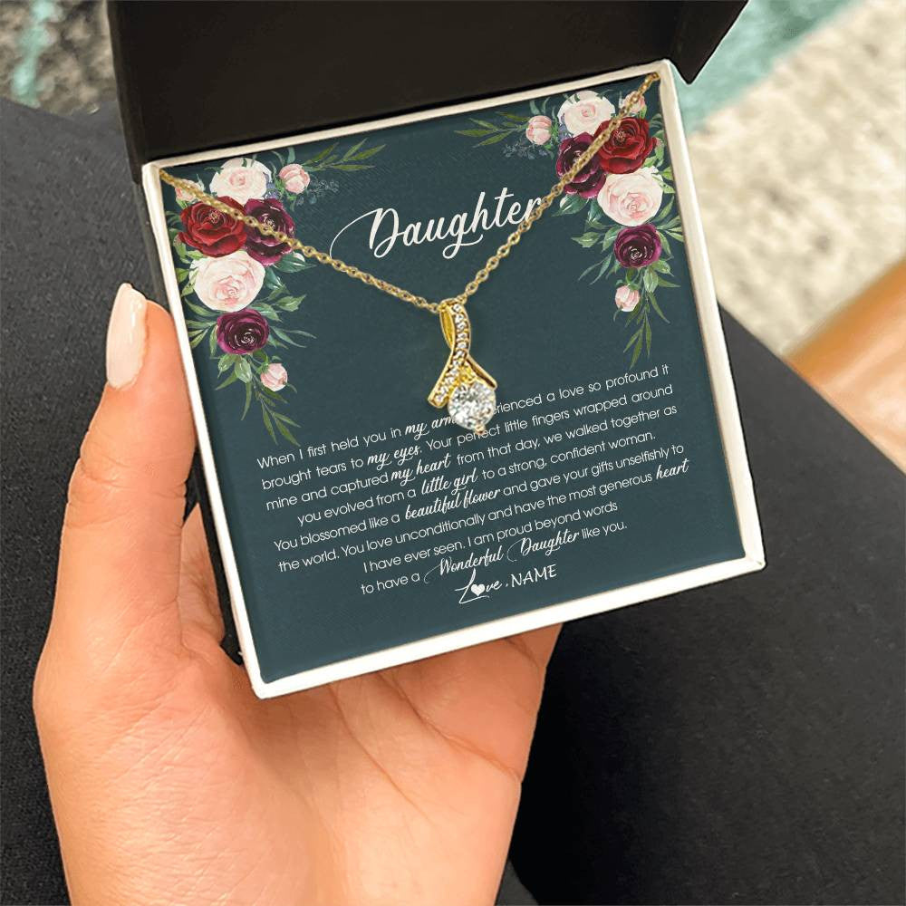 Alluring Beauty Necklace 18K Yellow Gold Finish | 2 | Personalized To My Daughter Necklace From Mom Dad Wonderful Daughter Like You Daughter Birthday Graduation Christmas Jewelry Customized Gift Box Message Card | siriusteestore