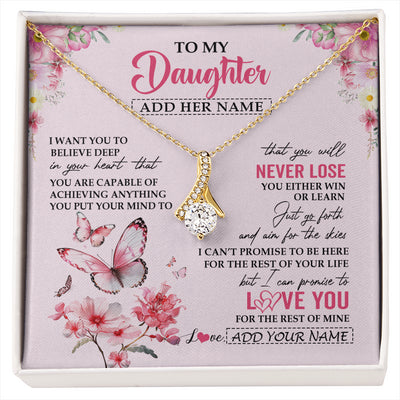 Alluring Beauty Necklace 18K Yellow Gold Finish | 1 | Personalized To My Daughter Necklace From Mom Dad You Will Never Lose Butterfly Daughter Birthday Gifts Graduation Christmas Customized Gift Box Message Card | siriusteestore