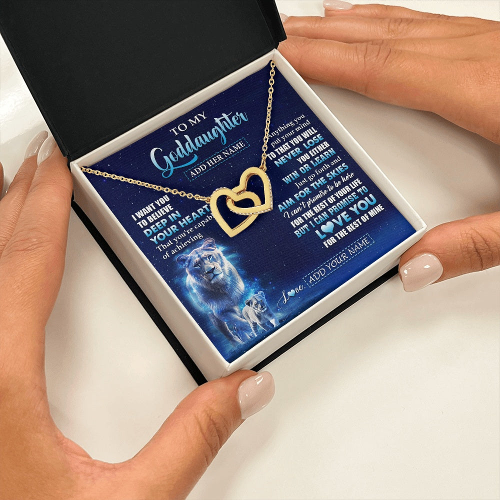 Interlocking Hearts Necklace 18K Yellow Gold Finish | 2 | Personalized To My Daughter Necklace From Mom Mother Believe Your Heart Daughter Gift Birthday Graduation Christmas Customized Gift Box Message Card | siriusteestore.myshopify