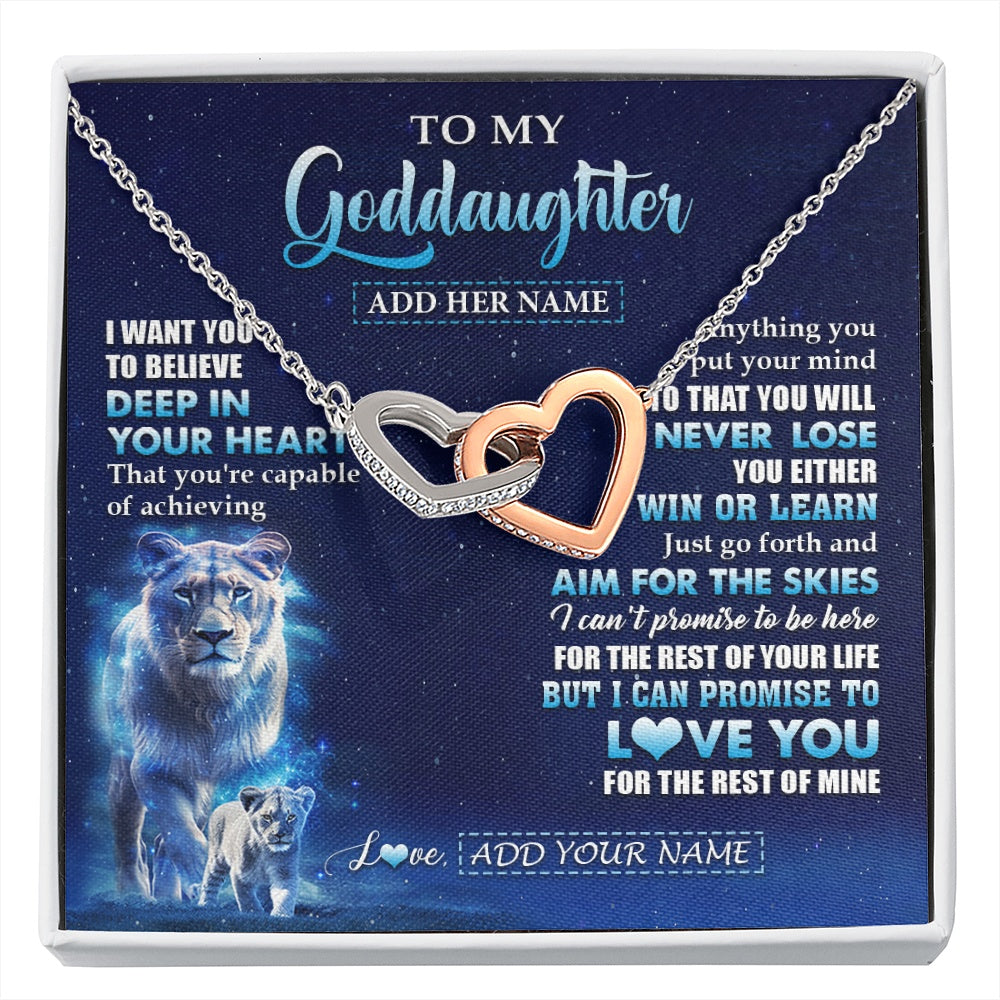 Interlocking Hearts Necklace Stainless Steel & Rose Gold Finish | 1 | Personalized To My Daughter Necklace From Mom Mother Believe Your Heart Daughter Gift Birthday Graduation Christmas Customized Gift Box Message Card | siriusteestore.myshopify