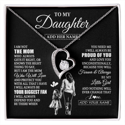 Forever Love Necklace 14K White Gold Finish | 1 | Personalized To My Daughter Necklace From Mom Mother Biggest Fan Birthday Gifts For Daughter From Mom Daughter Christmas Custom Gift Box Message Card | siriusteestore.myshopify