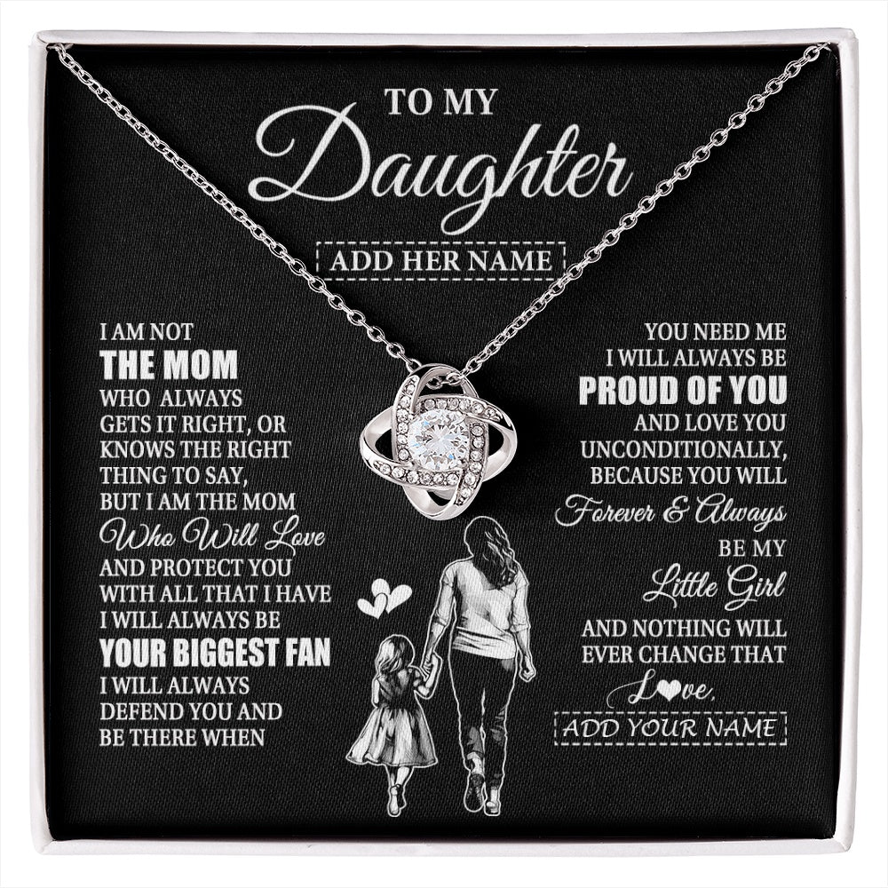 Love Knot Necklace 14K White Gold Finish | 1 | Personalized To My Daughter Necklace From Mom Mother Biggest Fan Birthday Gifts For Daughter From Mom Daughter Christmas Custom Gift Box Message Card | siriusteestore.myshopify