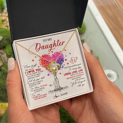 Love Knot Necklace 18K Yellow Gold Finish | 2 | Personalized To My Daughter Necklace From Mom Mother Colorful Tree Never Forget I Love You Daughter Birthday Christmas Customized Gift Box Message Card | siriusteestore