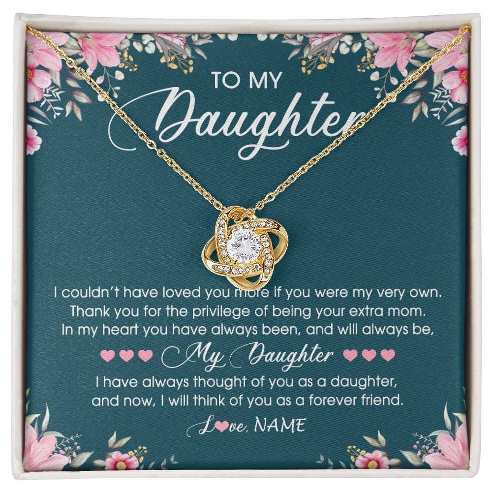 Love Knot Necklace 18K Yellow Gold Finish | Personalized To My Daughter Necklace From Mom Mother Flower Will Forever Friend Daughter Birthday Christmas Graduation Customized Gift Box Message Card | siriusteestore