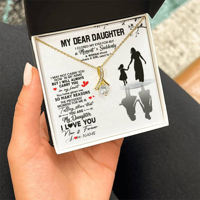 Alluring Beauty Necklace 18K Yellow Gold Finish | 2 | Personalized To My Daughter Necklace From Mom Mother I Love You Letters For Her Daughter Birthday Graduation Christmas Customized Gift Box Message Card | siriusteestore