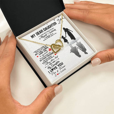 Interlocking Hearts Necklace 18K Yellow Gold Finish | 2 | Personalized To My Daughter Necklace From Mom Mother I Love You Letters For Her Daughter Birthday Graduation Christmas Customized Gift Box Message Card | siriusteestore