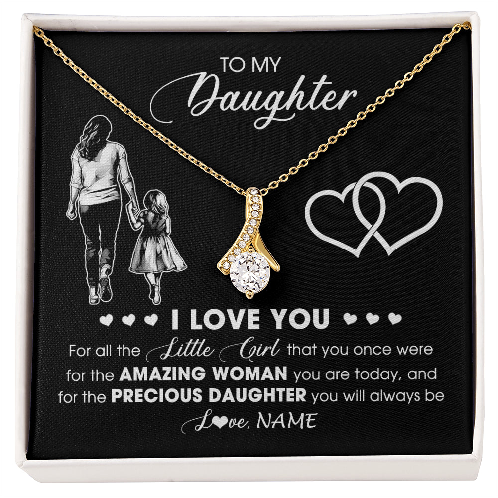 Alluring Beauty Necklace 18K Yellow Gold Finish | 1 | Personalized To My Daughter Necklace From Mom Mother I Love You Little Girl Daughter Birthday Graduation Christmas Jewelry Customized Gift Box Message Card | siriusteestore