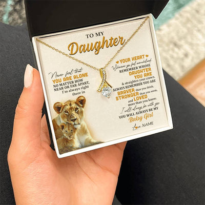 Alluring Beauty Necklace 18K Yellow Gold Finish | 2 | Personalized To My Daughter Necklace From Mom Mother Lion Never Feel That You Are Alone Great Daughter Birthday Christmas Customized Gift Box Message Card | siriusteestore
