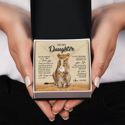 Alluring Beauty Necklace 18K Yellow Gold Finish | 2 | Personalized To My Daughter Necklace From Mom Mother Lion Never Forget That I Love You Daughter Jewelry Birthday Graduation Christmas Customized Message Card | siriusteestore