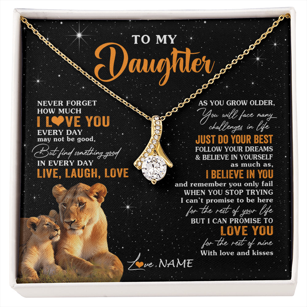 Alluring Beauty Necklace 18K Yellow Gold Finish | 1 | Personalized To My Daughter Necklace From Mom Mother Live Laugh Love Lion Daughter Birthday Positive Graduation Christmas Customized Gift Box Message Card | siriusteestore