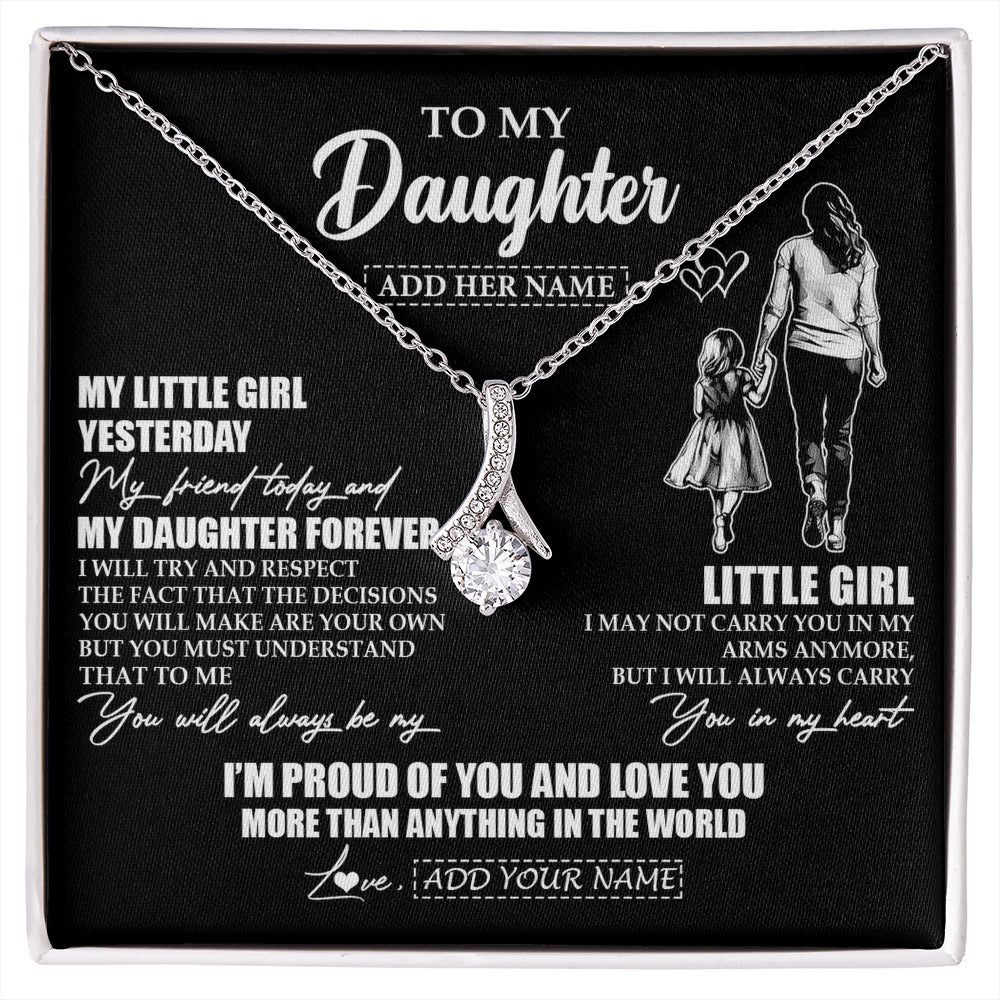 Alluring Beauty Necklace 14K White Gold Finish | 1 | Personalized To My Daughter Necklace From Mom Mother My Girl My Friend Proud And Love Daughter Birthday Graduation Christmas Custom Gift Box Message Card | https://siriusteestore.