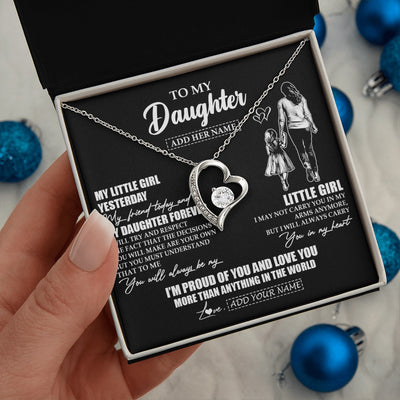 Forever Love Necklace 14K White Gold Finish | 2 | Personalized To My Daughter Necklace From Mom Mother My Girl My Friend Proud And Love Daughter Birthday Graduation Christmas Custom Gift Box Message Card | https://siriusteestore.