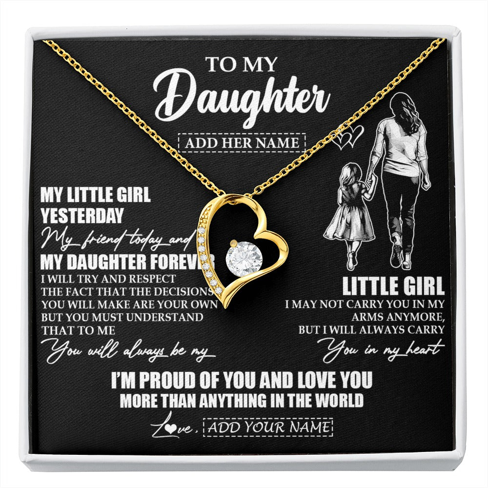 Forever Love Necklace 18K Yellow Gold Finish | 1 | Personalized To My Daughter Necklace From Mom Mother My Girl My Friend Proud And Love Daughter Birthday Graduation Christmas Custom Gift Box Message Card | https://siriusteestore.