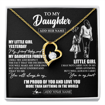 Forever Love Necklace 18K Yellow Gold Finish | 1 | Personalized To My Daughter Necklace From Mom Mother My Girl My Friend Proud And Love Daughter Birthday Graduation Christmas Custom Gift Box Message Card | https://siriusteestore.