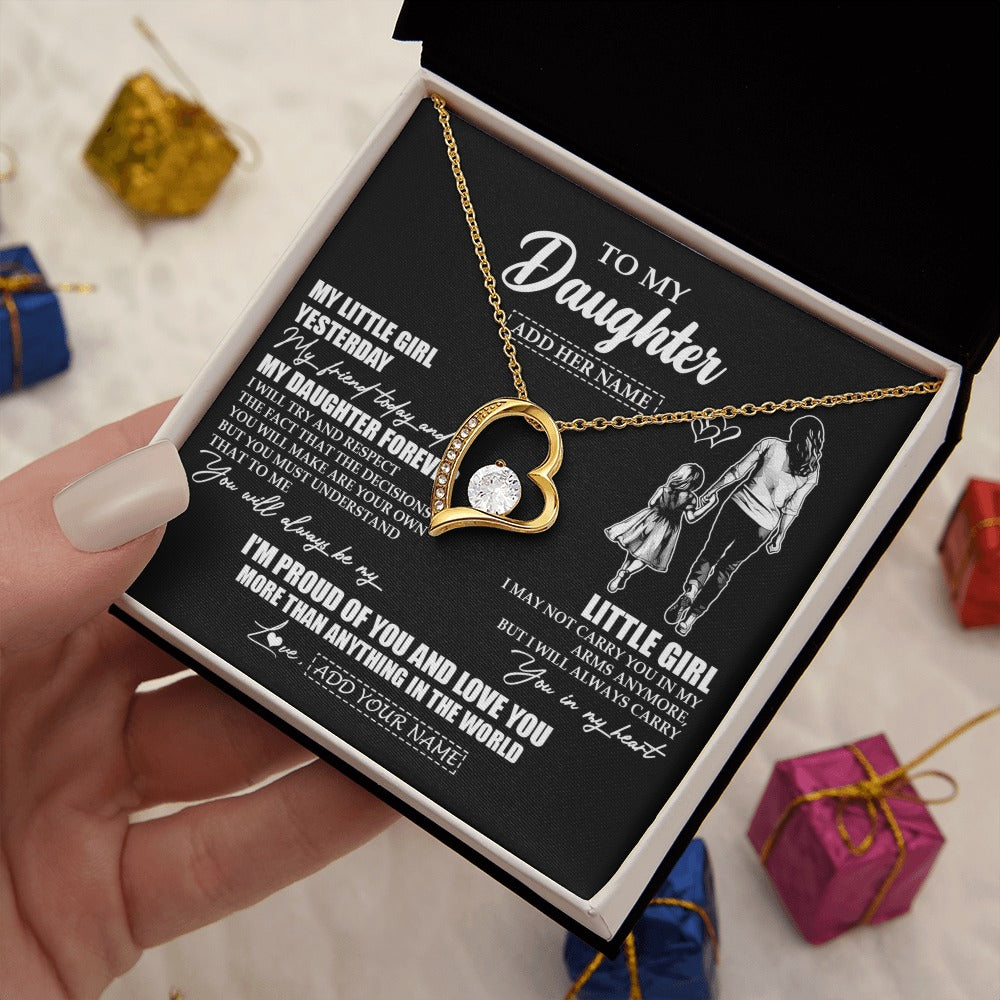 Forever Love Necklace 18K Yellow Gold Finish | 2 | Personalized To My Daughter Necklace From Mom Mother My Girl My Friend Proud And Love Daughter Birthday Graduation Christmas Custom Gift Box Message Card | https://siriusteestore.