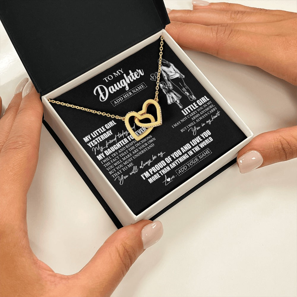 Interlocking Hearts Necklace 18K Yellow Gold Finish | 2 | Personalized To My Daughter Necklace From Mom Mother My Girl My Friend Proud And Love Daughter Birthday Graduation Christmas Custom Gift Box Message Card | https://siriusteestore.