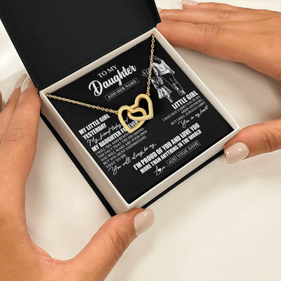 Interlocking Hearts Necklace 18K Yellow Gold Finish | 2 | Personalized To My Daughter Necklace From Mom Mother My Girl My Friend Proud And Love Daughter Birthday Graduation Christmas Custom Gift Box Message Card | https://siriusteestore.