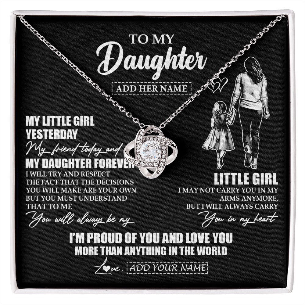 Love Knot Necklace 14K White Gold Finish | 1 | Personalized To My Daughter Necklace From Mom Mother My Girl My Friend Proud And Love Daughter Birthday Graduation Christmas Custom Gift Box Message Card | https://siriusteestore.
