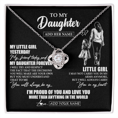 Love Knot Necklace 14K White Gold Finish | 1 | Personalized To My Daughter Necklace From Mom Mother My Girl My Friend Proud And Love Daughter Birthday Graduation Christmas Custom Gift Box Message Card | https://siriusteestore.