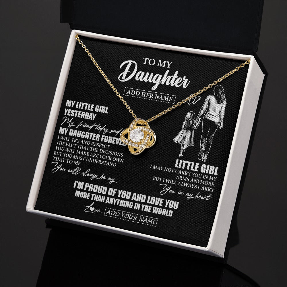 Love Knot Necklace 18K Yellow Gold Finish | 2 | Personalized To My Daughter Necklace From Mom Mother My Girl My Friend Proud And Love Daughter Birthday Graduation Christmas Custom Gift Box Message Card | https://siriusteestore.
