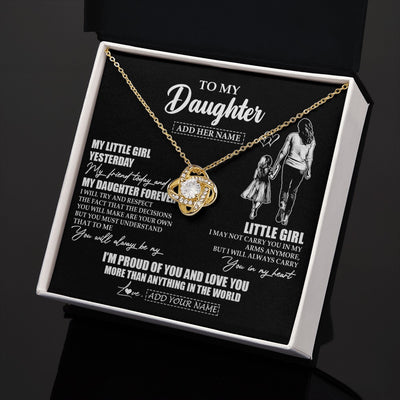 Love Knot Necklace 18K Yellow Gold Finish | 2 | Personalized To My Daughter Necklace From Mom Mother My Girl My Friend Proud And Love Daughter Birthday Graduation Christmas Custom Gift Box Message Card | https://siriusteestore.