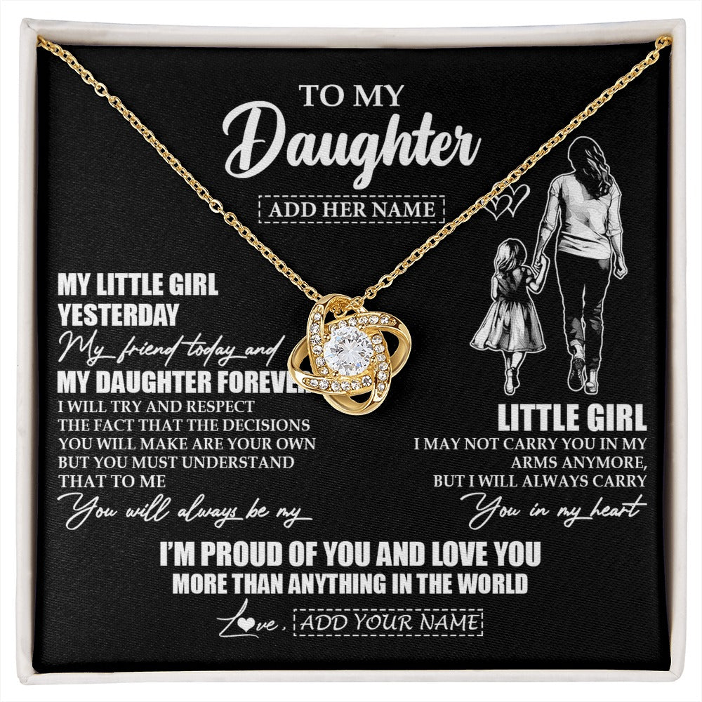 Love Knot Necklace 18K Yellow Gold Finish | 1 | Personalized To My Daughter Necklace From Mom Mother My Girl My Friend Proud And Love Daughter Birthday Graduation Christmas Custom Gift Box Message Card | https://siriusteestore.
