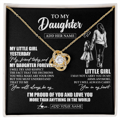 Love Knot Necklace 18K Yellow Gold Finish | 1 | Personalized To My Daughter Necklace From Mom Mother My Girl My Friend Proud And Love Daughter Birthday Graduation Christmas Custom Gift Box Message Card | https://siriusteestore.