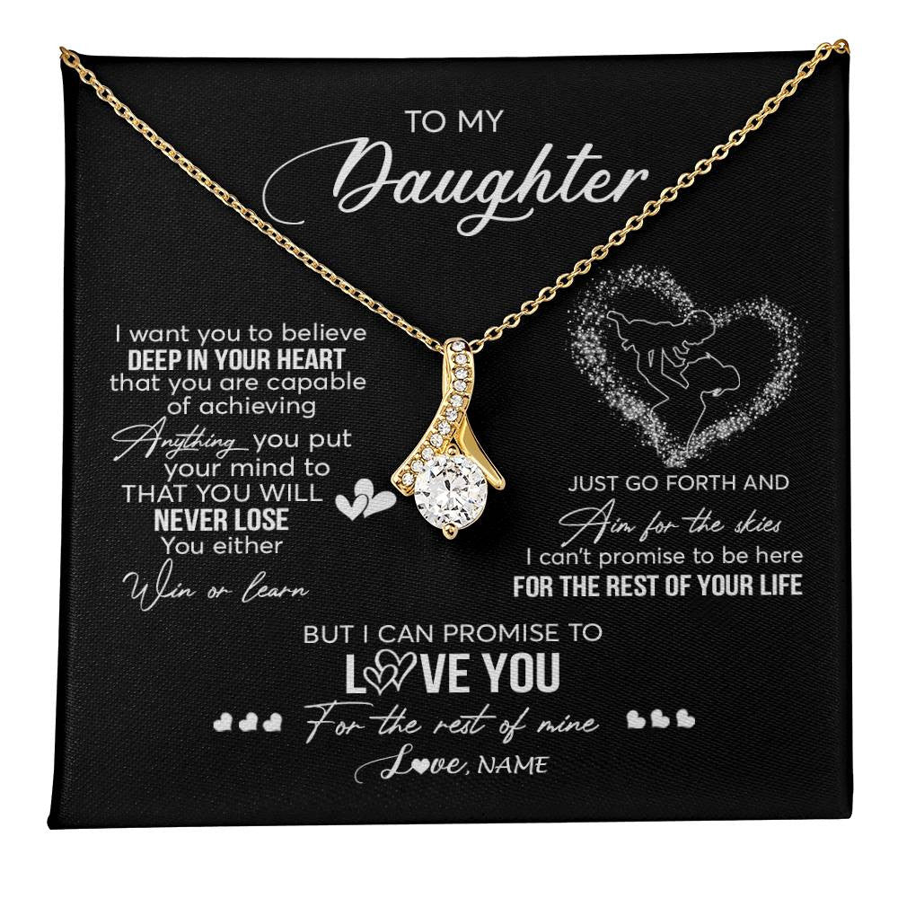 Alluring Beauty Necklace 18K Yellow Gold Finish | 1 | Personalized To My Daughter Necklace From Mom Mother Promise To Love You Daughter Birthday Graduation Christmas Pendant Customized Gift Box Message Card | siriusteestore