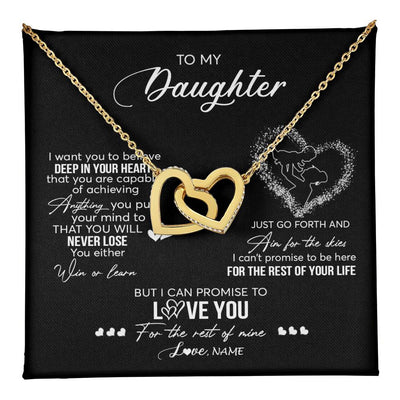 Interlocking Hearts Necklace 18K Yellow Gold Finish | 1 | Personalized To My Daughter Necklace From Mom Mother Promise To Love You Daughter Birthday Graduation Christmas Pendant Customized Gift Box Message Card | siriusteestore