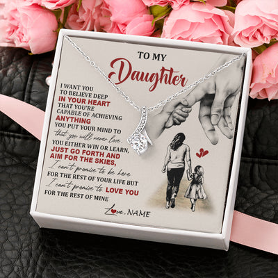Alluring Beauty Necklace 14K White Gold Finish | 2 | Personalized To My Daughter Necklace From Mom Mother Promise To Love You Daughter Birthday Jewelry Graduation Christmas Customized Gift Box Message Card | siriusteestore